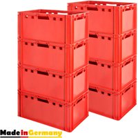 8 Stück E3 Fleischkisten Rot Kisten Eurobox Lebensmittelecht Metzgerkiste Box Aufbewahrungsbox Kunststoff Wanne Plastik Stapelbar Lagerkisten 60 x 40 von KINGPOWER