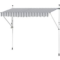 Kingpower - Markise Klemmmarkise Einziehbar Balkonmarkise Gelenkmarkise Sonnenschutz Manuell Kurbel Grau Weiß 350 cm von KINGPOWER