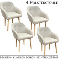 Stühle Esszimmerstühle in 2er, 4er, 6er, 8er Set, Armlehnstuhl Polsterstuhl Stoff Sessel mit Armlehne Echtholz Stuhl Sessel Stuhlbeine in Beige von KINGPOWER