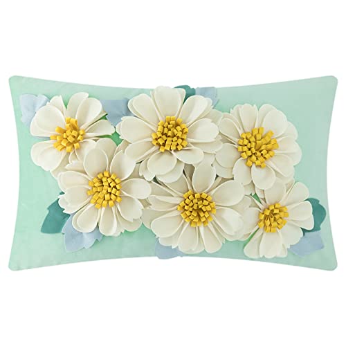 KINGROSE 3D-Blumen-Kissenbezug, dekorativer Kissenbezug, weicher Samt-Kissenbezug für Sofa, Couch, Stuhl, Heimdekoration, 30,5 x 50,8 cm, Grün von KINGROSE