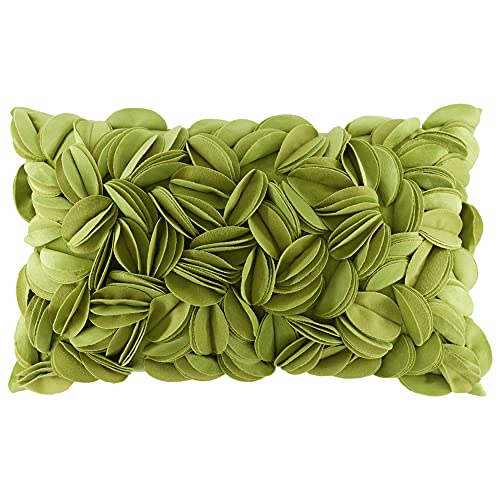 King Rose 3D Flower Throw Pillow Cover Floral Decorative Pillowcase Soft Cushion Cover for Bed Couch Sofa Living Room 12 x 20 Inches Velvet Green von KINGROSE