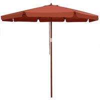 Kingsleeve - Holz Sonnenschirm 330 cm uv Schutz 80+ Schutzhülle Seilzug Groß Rund Stabil Windfest Marktschirm Gartenschirm Terrasse Balkon terracotta von KINGSLEEVE