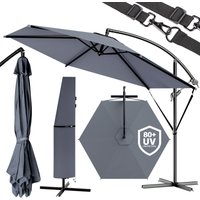 Kingsleeve - Ampelschirm rostfreies Aluminium Sonnenschirm ø 300 cm & 330 cm uv Schutz 30+ Ständer Kurbel schwenkbar neigbar Garten Balkon Anthrazit von KINGSLEEVE