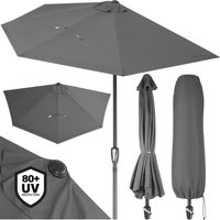 Kingsleeve - Sonnenschirm Halbrund 2,7m Groß Kurbel UV-Schutz 80+ Balkon Terrasse Halbschirm Terrassenschirm Balkonschirm Halbrundschirm anthrazit von KINGSLEEVE