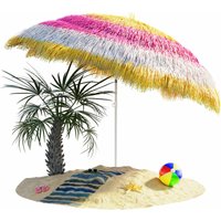 Sonnenschirm Hawaii ø 160 cm uv Schutz 30+ Neigbar Höhenverstellbar Wasserabweisend Erdspieß Mehrfarbig Bastschirm Hawaiischirm Strandschirm von KINGSLEEVE