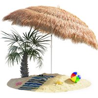 Sonnenschirm Hawaii ø 160 cm uv Schutz 30+ Neigbar Höhenverstellbar Wasserabweisend Erdspieß Mehrfarbig Bastschirm Hawaiischirm Strandschirm von KINGSLEEVE