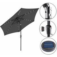 Sonnenschirm led Beleuchtung 270 cm Groß uv Schutz 80+ Schutzhülle Rund Solar Alu Knickbar Marktschirm Gartenschirm Garten Terrasse Balkon anthrazit von KINGSLEEVE