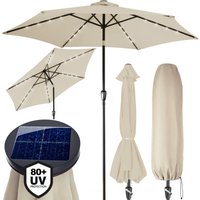 Sonnenschirm led Beleuchtung uv Schutz 80+ Solar Schutzhülle 270cm Groß Kurbel Knickbar Balkon Terrasse Gartenschirm Marktschirm beige - Kingsleeve von KINGSLEEVE