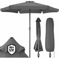 Sonnenschirm uv Schutz 80+ mit Schutzhülle 330 cm Balkon Kurbel Strandschirm Groß Wasserabweisend Aluminium Windöffnung Gartenschirm Rund dunkelgrau von KINGSLEEVE