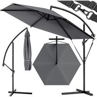 Kingsleeve - Ampelschirm rostfreies Aluminium Sonnenschirm ø 300 cm & 330 cm uv Schutz 30+ Ständer Kurbel schwenkbar neigbar Garten Balkon anthrazit, von KINGSLEEVE