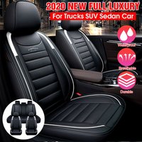 ELUTO 5 Sitze Universal Autositzbezug Luxus PU Leder Sitzkissen Vollbezug (Weiß, 11 Stück) Hasaki von KINGSO