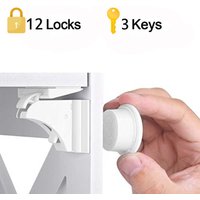 Kingso - 12 Stück+3 Schlüssel Kindersicherung Unsichtbarer Magnet Schrank Baby Schranktür von KINGSO