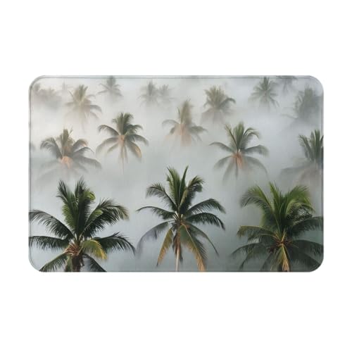 KINGWW Fußmatte "Palmen sind im Nebel", robust und lustig, für den Innenbereich, Maße: 60 x 40 cm, leicht zu reinigende Bodenmatte. von Kingww