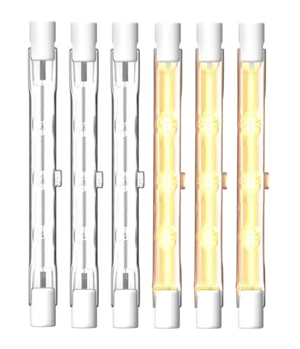 KINGYEENUO 6 Pack R7s Halogen Glühbirnen 118mm, 400W 3750LM R7s Linear Halogen Glühbirne dimmbar, 2700K Warm Weiß J118 Sicherheit Glühbirnen Lampe für Flutsleuchte im Freien von KINGYEENUO