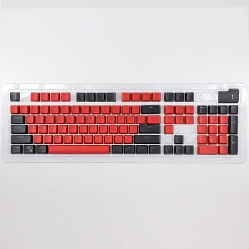 106 Tasten, grau-rote Tastenkappen, PBT Specials, Tastenkappe, Hintergrundbeleuchtung, zweifarbig, mechanische Tastatur-Tastenkappen, 61/104 von KINHA