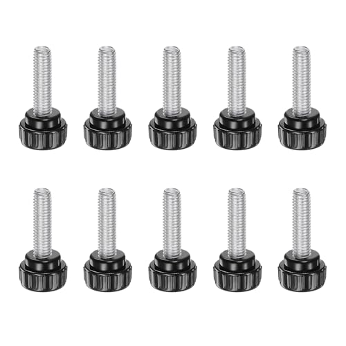 KINHARD 10 Stück Rändelschraube M5 × 15mm Schrauben mit Drehknopf, Rundkopf Griffschrauben, Kopfdurchmesser 14 mm, Schwarze Rändelschrauben, für Möbel und Instrumente von KINHARD