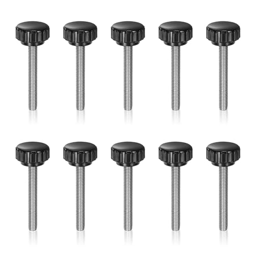 KINHARD 10 Stück Rändelschraube M8 × 60mm Schrauben mit Drehknopf, Rundkopf Griffschrauben, Kopfdurchmesser 22 mm, Schwarze Rändelschrauben, für Möbel und Instrumente von KINHARD