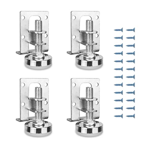 KINHARD 4 Stück Möbelfüße Höhenverstellbar, Stahl Verstellbare Nivellierfüße, Vierkant-Profil: 40 x 50 mm, Einstellbare Höhe 11-27 mm, für Nachttisch, Kleiderschrank, Schuhschrank von KINHARD