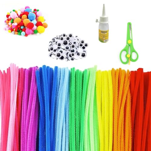KINHARD Pfeifenreiniger Set, 300 Stück Pfeiffenputzer, Ausgestattet mit 210 Selbstklebenden Augen und 200 Pompons, Farben Pfeifenputzer Bunt, für DIY-Projekte KINHARD Pfeifenreiniger Set, 300 Stück Pfeiffenputzer, Ausgestattet mit 210 Selbstklebenden Augen und 200 Pompons, Farben Pfeifenputzer Bunt, für DIY-Projekte von KINHARD