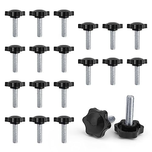20 Stücke Flügelschrauben, KINHARD Sechskantkopf Rändelschraube, Kunststoff Flügelmutter M8 x 32 mm, Sterngriff Gewinde Klemmknopf für Anwendbar Ausrüstung Sverstärkungim Maschinenbau von KINHARD