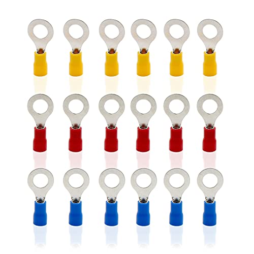 Kabelschuhe Set, KINHARD 105 Stück Ringkabelschuhe M8, Rohrkabelschuhe Kit, Flachsteckhülsen für Elektrische und Elektronische Wartung, Automobile, Schiffe Verwendet Werden von KINHARD