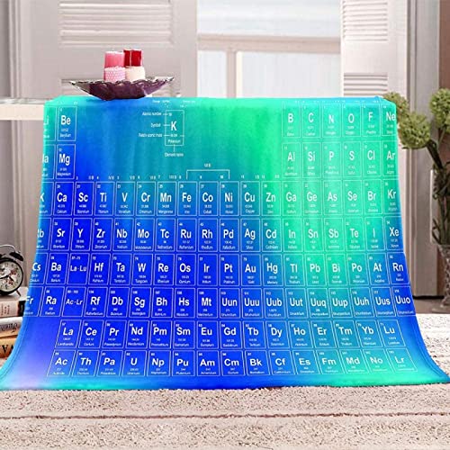 3D Periodensystem Kuscheldecke Flauschig, Blau Decke 150 x 200 cm Warme Mikrofaser Flanell Decken Weich Fleecedecke Sofadecke Kuscheldecken Tagesdecke Wohndecke für Bett/Sofa von KINITA