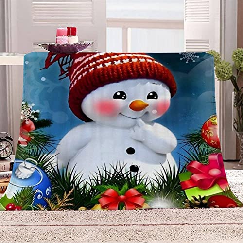 3D Süßer Schneemann Kuscheldecke Flauschig, Weihnachten Decke 150 x 200 cm Warme Mikrofaser Flanell Decken Weich Fleecedecke Sofadecke Kuscheldecken Tagesdecke Wohndecke für Bett/Sofa von KINITA