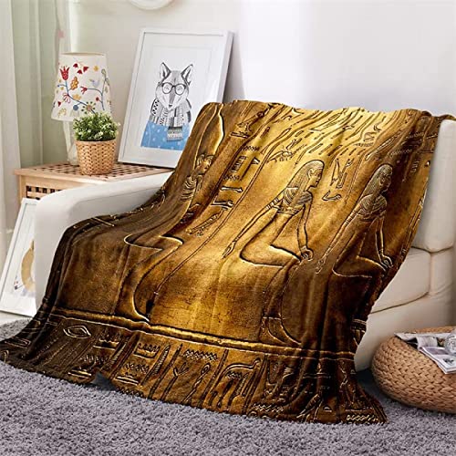 KINITA Antikes Ägypten Kuscheldecke Flauschige, 3D Flanell Fleecedecke 150x200 Stamm Mikrofaser Wohndecke Weich Decke Sofaüberwurf Tagesdecke Couchdecke kinderdecke für Bett/Sofa von KINITA