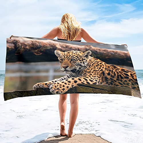 KINITA Gepard Tier Strandtuch Groß 80x160, 3D Badetuch Mikrofaser Handtücher, Strandhandtuch Schnell Trocknendes Sandfreies Badehandtuch, Saunatuch, Handtuch, Damen, Herren, Strandtücher von KINITA