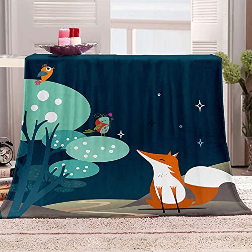 KINITA Karikatur Fuchs Kuscheldecke Flauschige 3D Decke 80 x 150 cm Mikrofaser Sanft Flanell Weich Decke Fleecedecke Sofaüberwurf Tagesdecke kinderdecke für Bett/Sofa von KINITA