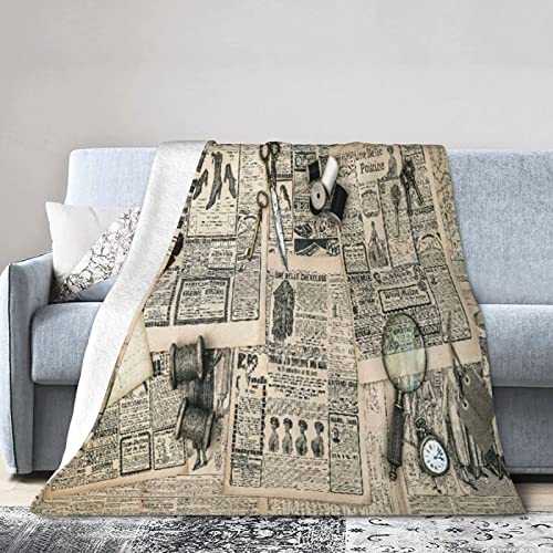 KINITA Kuscheldecke Flauschige 3D Alte Zeitung Zeitungsmuster Decke 150 x 200 cm Mikrofaser Sanft Flanell Weich Decke Fleecedecke Sofaüberwurf Tagesdecke kinderdecke für Bett/Sofa von KINITA