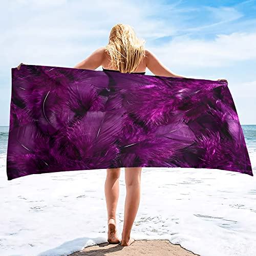 KINITA Lila Strandtuch Groß 100x200, 3D Badetuch Mikrofaser Handtücher, Strandhandtuch Schnell Trocknendes Sandfreies Badehandtuch, Saunatuch, Handtuch, Damen, Herren, Strandtücher von KINITA