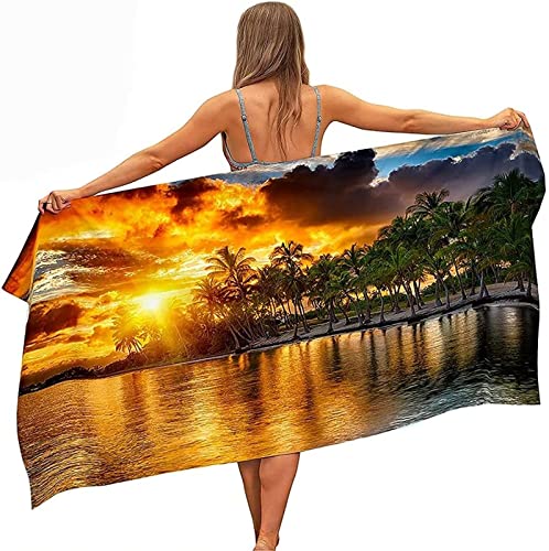 KINITA Tropisch Hawaii Strandtuch Groß 100x200, 3D Badetuch Mikrofaser Handtücher, Strandhandtuch Schnell Trocknendes Sandfreies Badehandtuch, Saunatuch, Handtuch, Damen, Herren, Strandtücher von KINITA