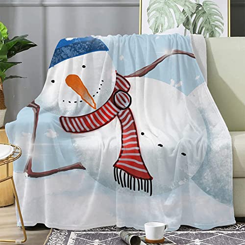 Kuscheldecke Flauschig Lustiger Schneemann, 3D Weiß Decke 80 x 150 cm Warme Mikrofaser Flanell Decken Weich Fleecedecke Sofadecke Kuscheldecken Tagesdecke Wohndecke für Bett/Sofa von KINITA