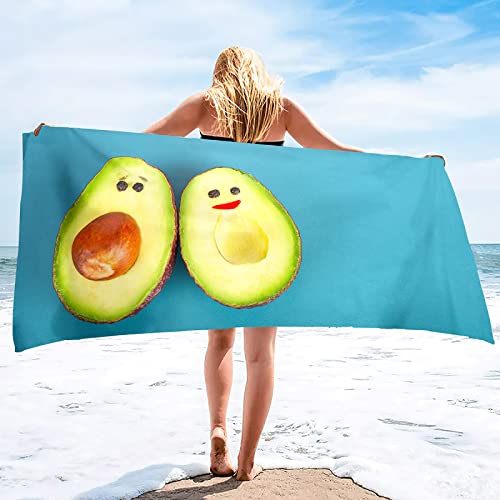 Strandtuch Groß 70x140 cm Avocado Badetuch Mikrofaser Handtücher 3D Karikatur Strandhandtuch Schnell Trocknendes Sandfreies Badehandtuch, Saunatuch, Handtuch, Kinder, Damen, Herren, Strandtücher von KINITA