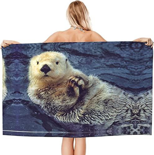 Strandtuch Groß 90x180 cm Süßer Fischotter Badetuch Mikrofaser Handtücher 3D Strandhandtuch Schnell Trocknendes Sandfreies Badehandtuch, Saunatuch, Handtuch, Kinder, Damen, Herren, Strandtücher von KINITA