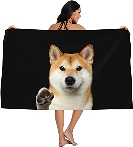 Strandtuch Groß Japan 70x140, 3D Süßer Shiba Inu Badetuch Mikrofaser Handtücher, Strandhandtuch Schnell Trocknendes Sandfreies Badehandtuch, Saunatuch, Handtuch, Kinder, Damen, Herren, Strandtücher von KINITA