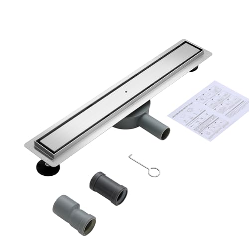 KINKIBOS Duschrinne Befliesbar 60cm Gebürstet, 360° Siphon mit Geruchsstop und Haarsieb, 304 Edelstahl Ablaufrinne Bodenablauf Duschablauf sehr flach DN50 DN40 von KINKIBOS
