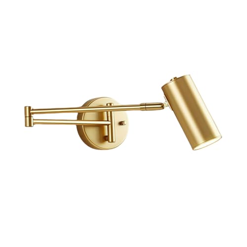 Einstellbare LED Wandleuchte Swing Arm Leselicht Moderne Wandleuchte Innen Schlafzimmer Nachttischlampe Faltbares Licht Einfache Studie Lampe Wohnzimmer Korridor Café Büro Scheinwerfer (Golden) von KINLAMS