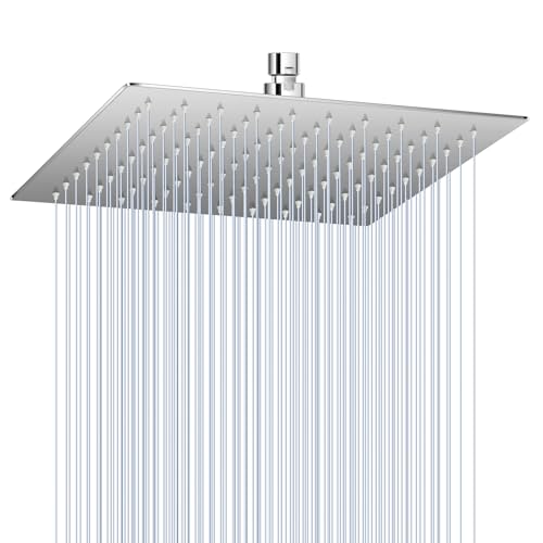 KINLIV 25CM Duschkopf Regendusche Gebürstetes Nickel, 304 Edelstahl Quadrat Wasserfall Duschkopf Wassersparend, Mit 121 Anti Kalk Düsen, 360° Verstellbarer 10 Zoll Deken Regenduschkopf von KINLIV