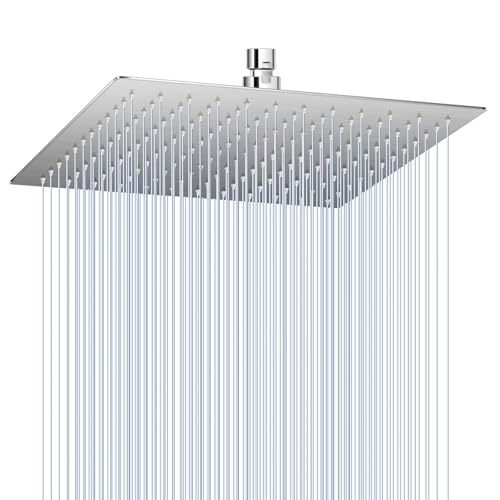 KINLIV 30CM Duschkopf Regendusche Groß Gebürstetes Nickel, 304 Edelstahl Wasserfall Duschkopf Wassersparend, Mit 144 Anti Kalk Düsen, 360° Verstellbarer 12 Zoll Deken Regenduschkopf von KINLIV