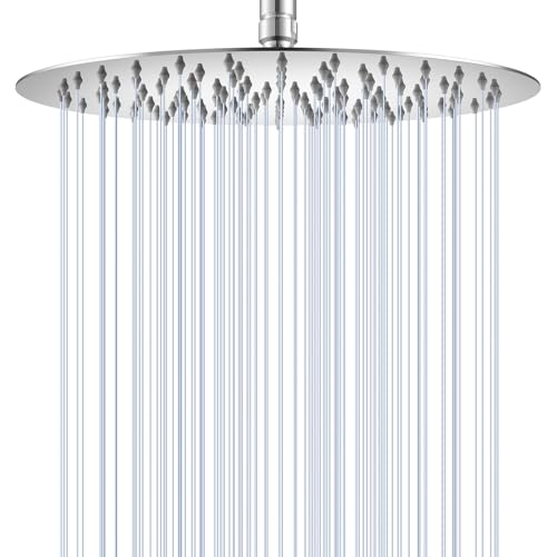 KINLIV 30CM Runder Regendusche Duschkopf Chrom, 12 Zoll Wasserfall Duschkopf Wassersparend, Ganzmetall-Edelstahl 304, Decken Regenduschköpfe mit 120 Anti-Verstopfungs-Silikondüsen von KINLIV
