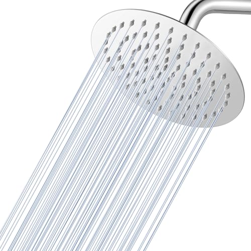 KINLIV Runder Regendusche Duschkopf Chrom 20CM, 8 Zoll Wasserfall Duschkopf Wassersparend, Ganzmetall-Edelstahl 304, Regenduschköpfe mit 90 Anti-Verstopfungs-Silikondüsen von KINLIV