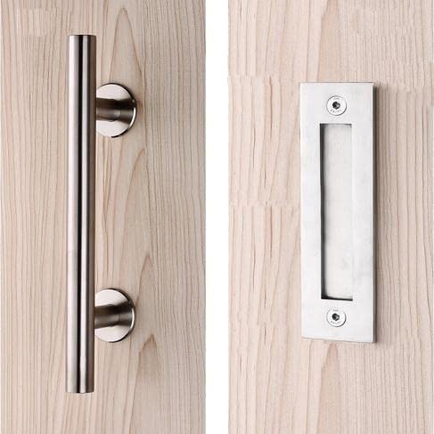 KINMADE 30,5 cm Edelstahl-Schiebetürgriff, bündig ziehbar, silberfarben, rund von KINMADE