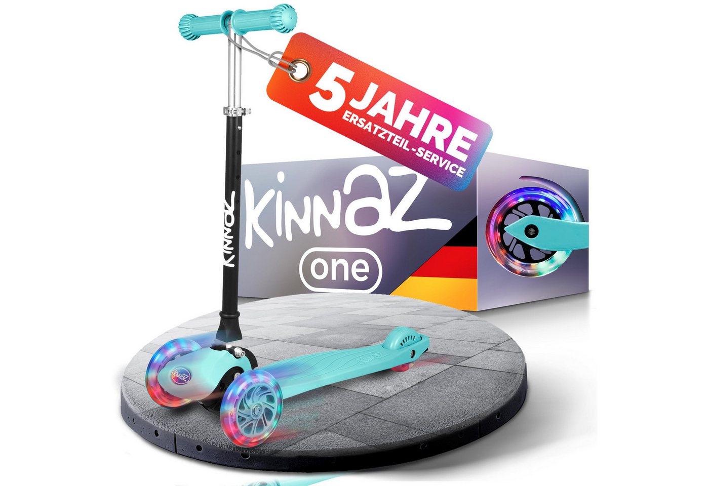 KINNAZ Scooter ONE Kinderroller ab 3 Jahre, faltbar & 5-fach höhenverstellbar, LED Räder, Ersatzteilservice, Diebstahlschutz KINNAZ Scooter ONE Kinderroller ab 3 Jahre, faltbar & 5-fach höhenverstellbar, LED Räder, Ersatzteilservice, Diebstahlschutz von KINNAZ