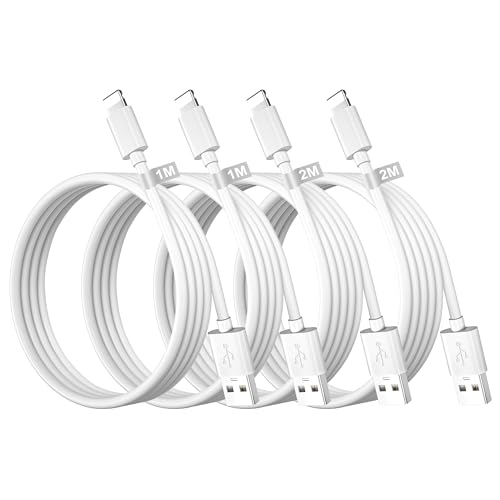 4Pack iPhone Ladekabel 1M/1M/2M/2M [Apple MFi Zertifiziert], USB Lightning Kabel 2M Schnellladekabel iphone Kabel Lightning Ladekabel für iPhone 14 13 12 11 Pro Max XS XR X 8 7 6 5 SE, iPad, Aiprods von KINPEE