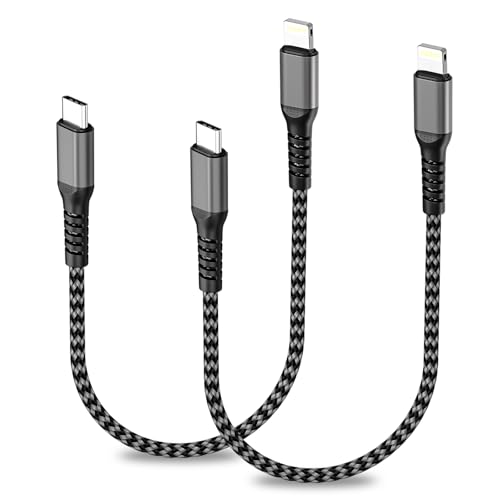 USB C Lighting Kabel 0.3M 2Pack [MFi Zertifiziert], iPhone Ladekabel Schnellladekabel Nylon Handy Ladekabel Lighting iPhone Kabel USB C iPhone Charger Cable für iPhone 14/13/12/11/X/8, iPad, AirPods von KINPEE