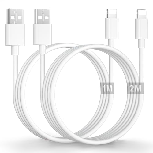 iPhone Ladekabel 1M+2M [Apple MFi Zertifiziert], USB Lightning Kabel 1M Schnellladekabel iphone Kabel 2M Lightning Ladekabel Handyladekabel für iPhone 14 13 12 11 Pro Max Mini XR 8 7 6 Plus 5 SE, iPad von KINPEE
