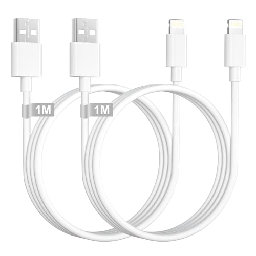 iPhone Ladekabel 1M 2Pack [Apple MFi Zertifiziert], USB Lightning Kabel Schnellladekabel iphone Lightning Cable i phone Ladekabel für iPhone 14 13 12 11 Pro Max Mini XS XR X 8 7 6 6s Plus 5 SE, iPad von KINPEE