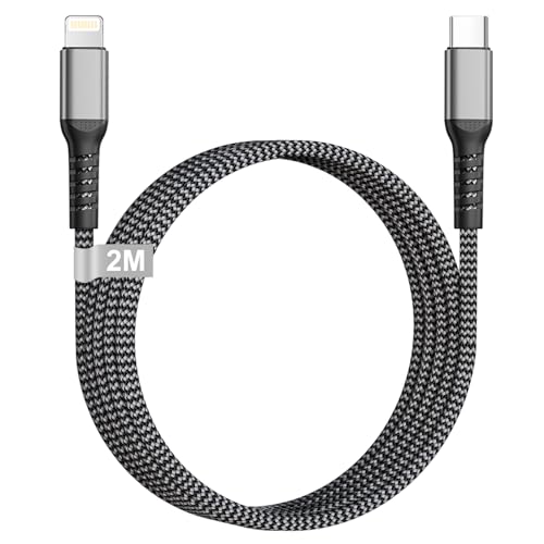 iPhone Ladekabel Lightning Kabel 2M [Apple MFi Zertifiziert], USB C Lightning Kabel 2M Schnellladekabel iphone kabel Lightning Ladekabel für iPhone 14 Pro Max/14 Plus/13/12 Mini/11/XR/XS/X/8/SE, iPad von KINPEE